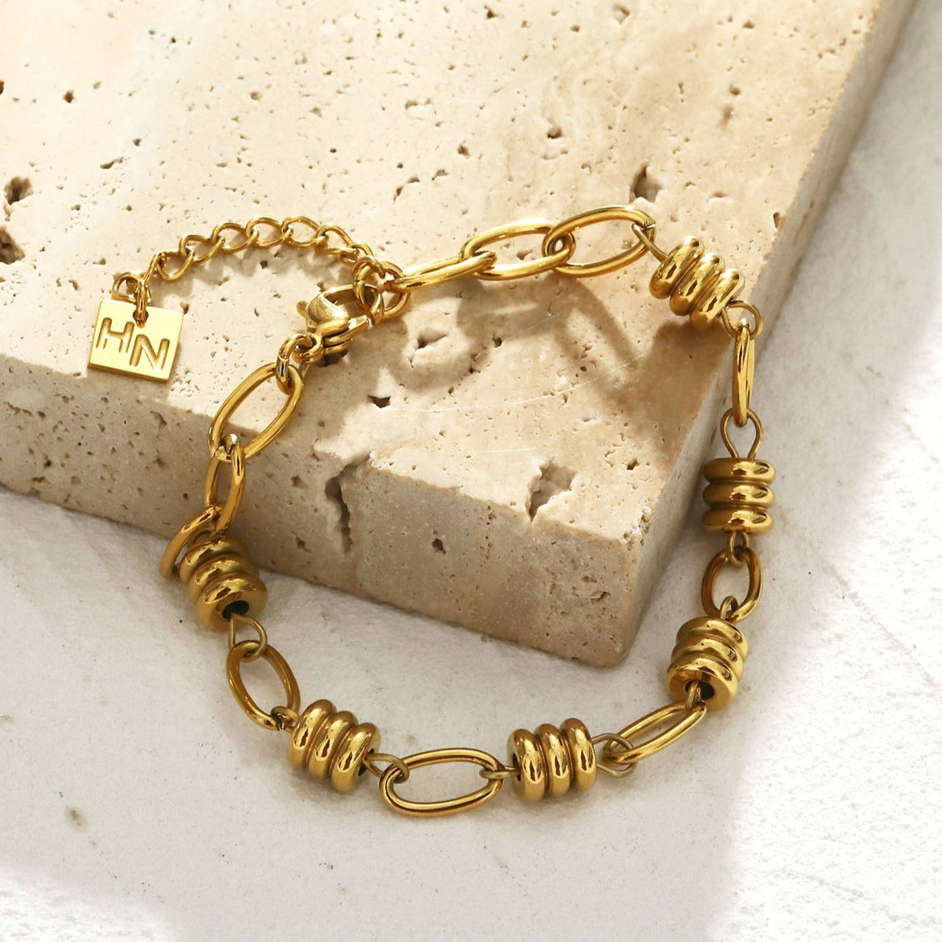 KAMA Oval-Links & Adjoined Beads Statement Bracelet