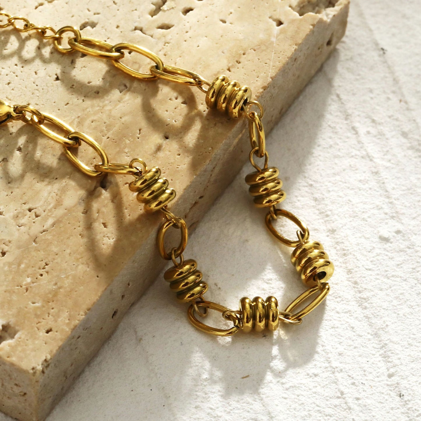 KAMA Oval-Links & Adjoined Beads Statement Bracelet