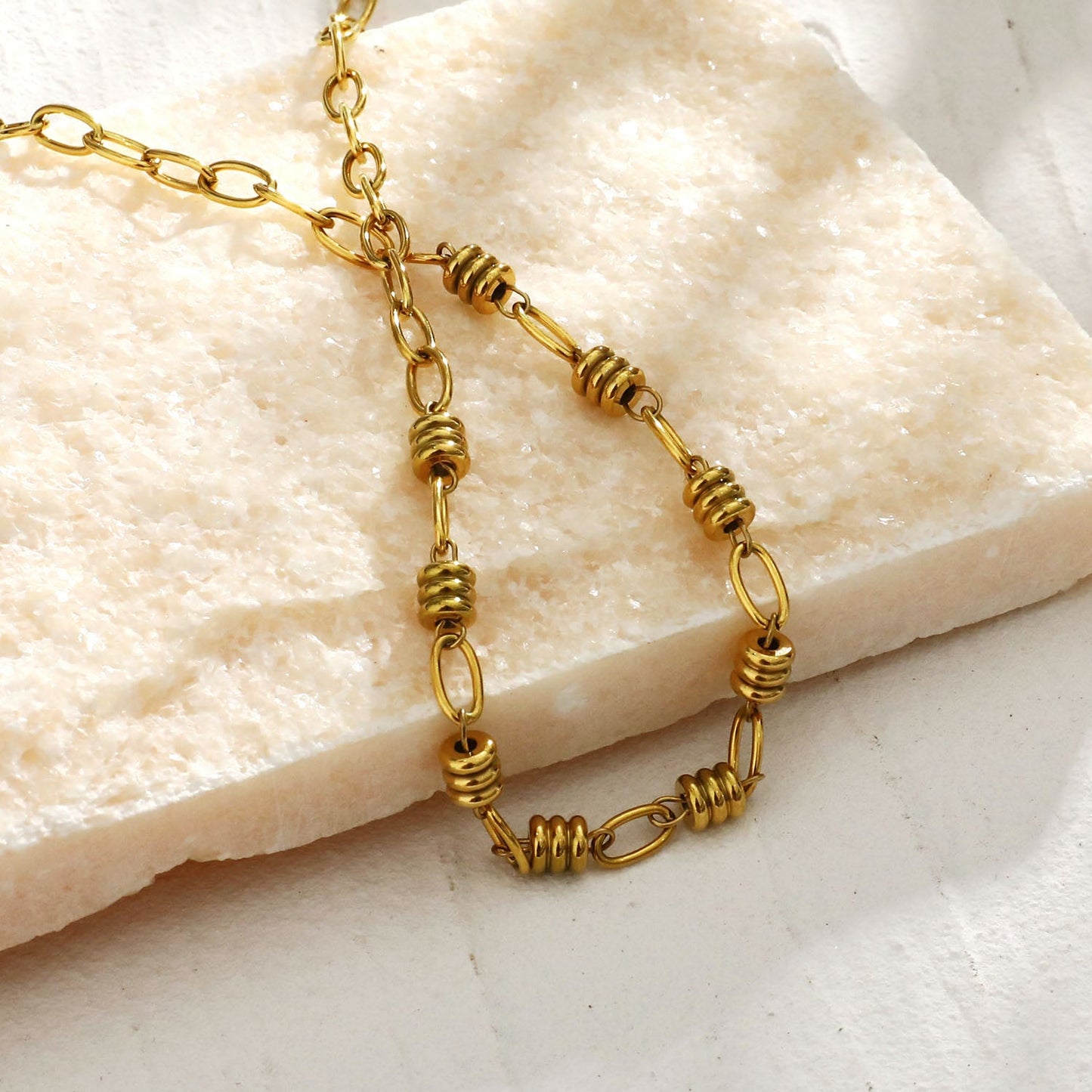 MAGENA Oval-Links & Adjoined Beads Statement Necklace