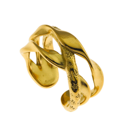 ORBANA: Partially Hammered Abstract Design Multi Stacked Ring