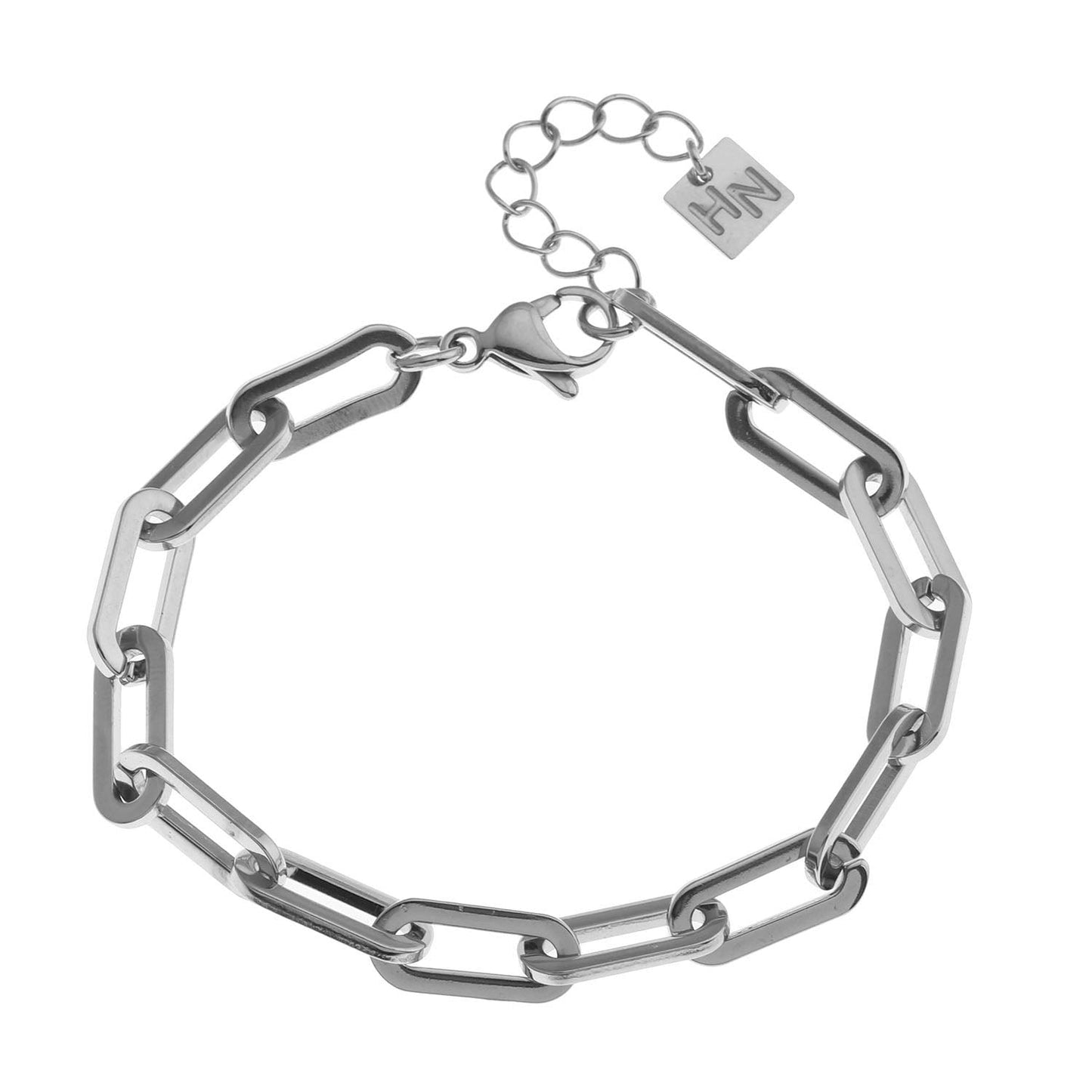 JACKI: Contemporary Paper Clip Silver Bracelet