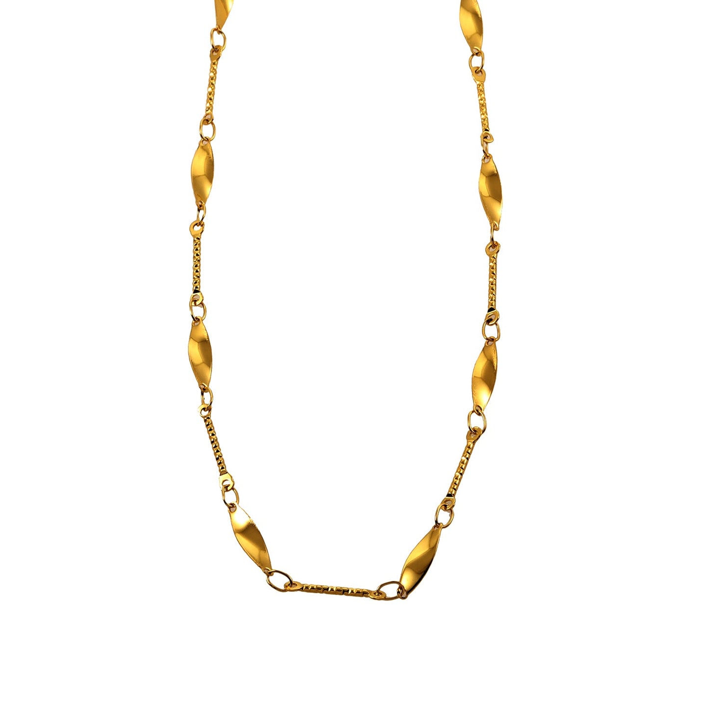 OTTIS: Twisted Oval Links & Textured Bars Chain Necklace