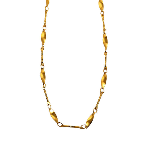 OTTIS: Twisted Oval Links & Textured Bars Chain Necklace