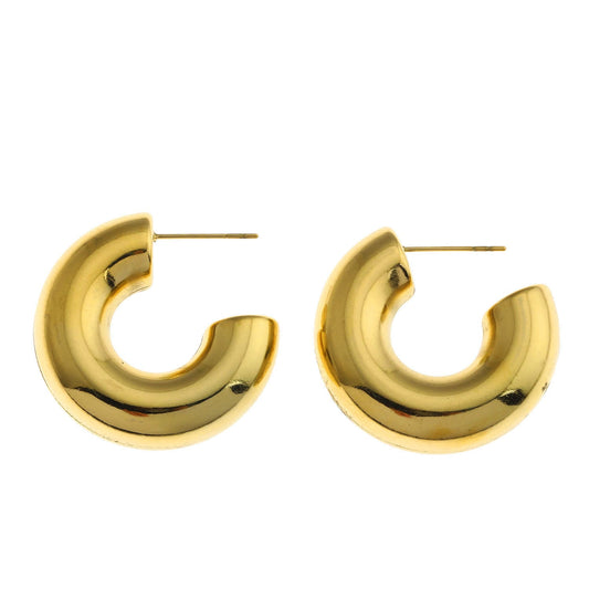Style DEMONTE: Hollow Chunky-Look Smooth Surface Tube Hoop Earrings in Gold