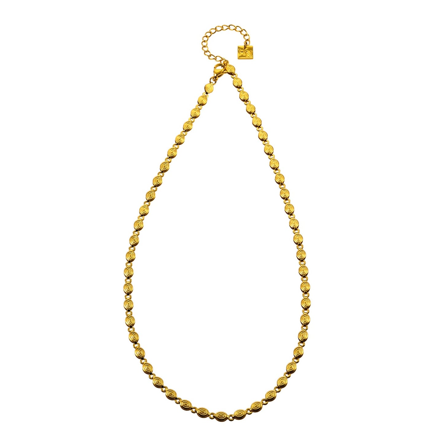 ANTHEA: Patterned Oval Beaded Chain Necklace