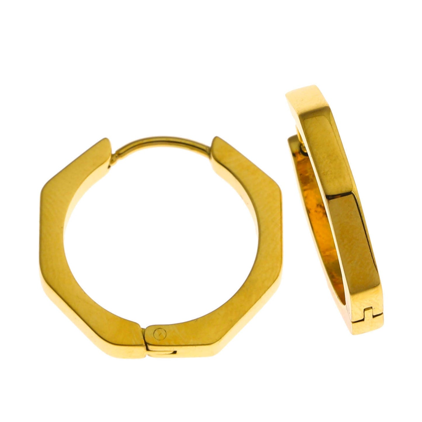 BOLZANO Gold: Hexagon Shaped Contemporary Hoop Earrings