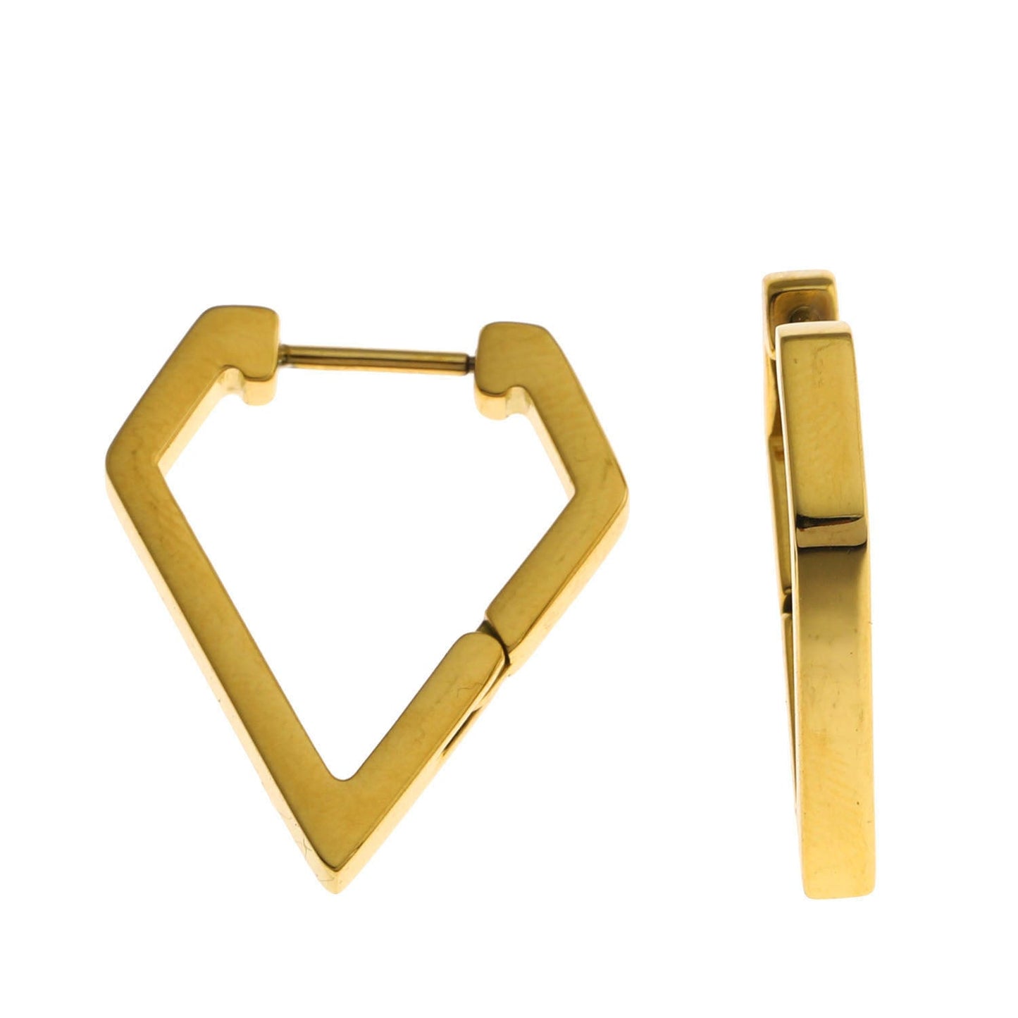 CAGLIARI: Triangle Shaped Contemporary Hoop Earrings in Gold