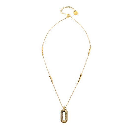 ASKIRA: Twisted Rope Combo Chain with a Zirconia-Adorned Oval Shaped Pendant