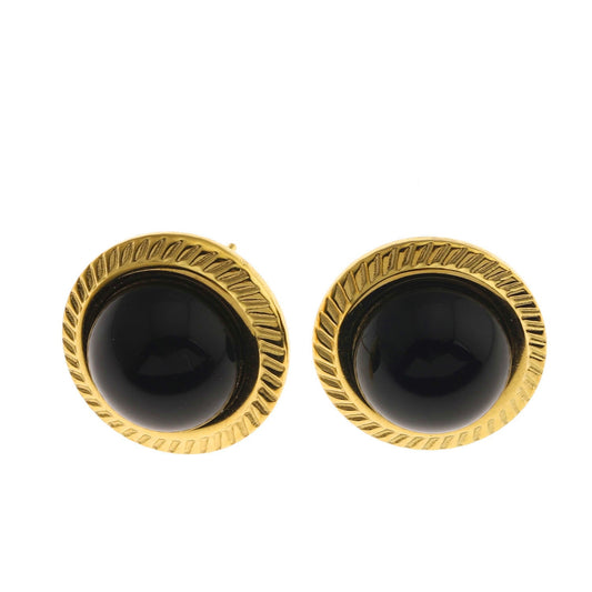 CYNTHIA: Elegant Natural Stone Black Classic Stud Earrings
