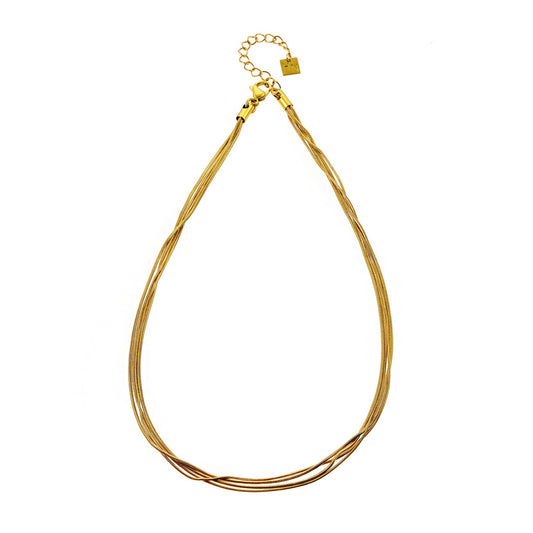 AVEZZANO Gold: Snake-Skin Textured Multi-Strand Chain Necklace - Exquisite Elegance