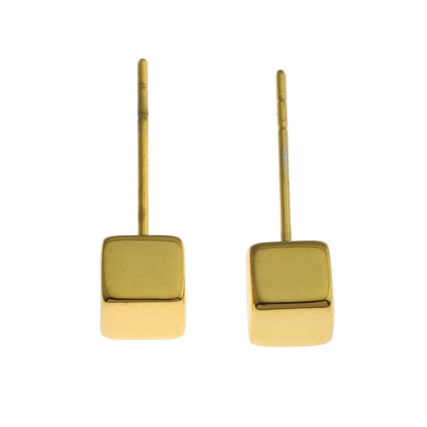 Style SYNNE: Square Bead Minimalist Stud Earrings in Gold & Silver