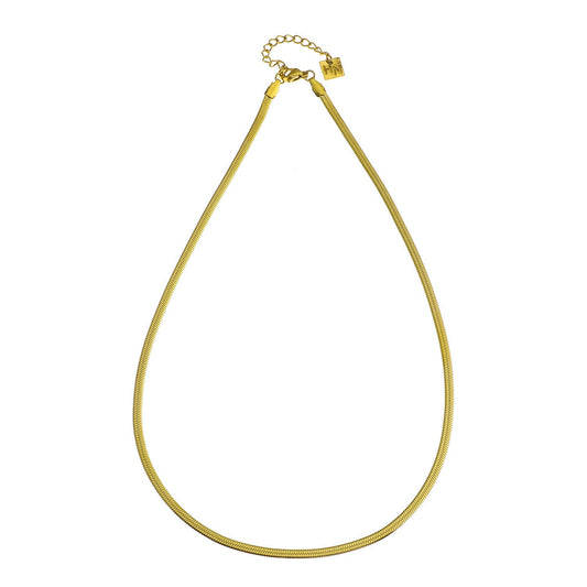 FRYDA Gold: Snake Skin Textured Mid Width Chain Necklace