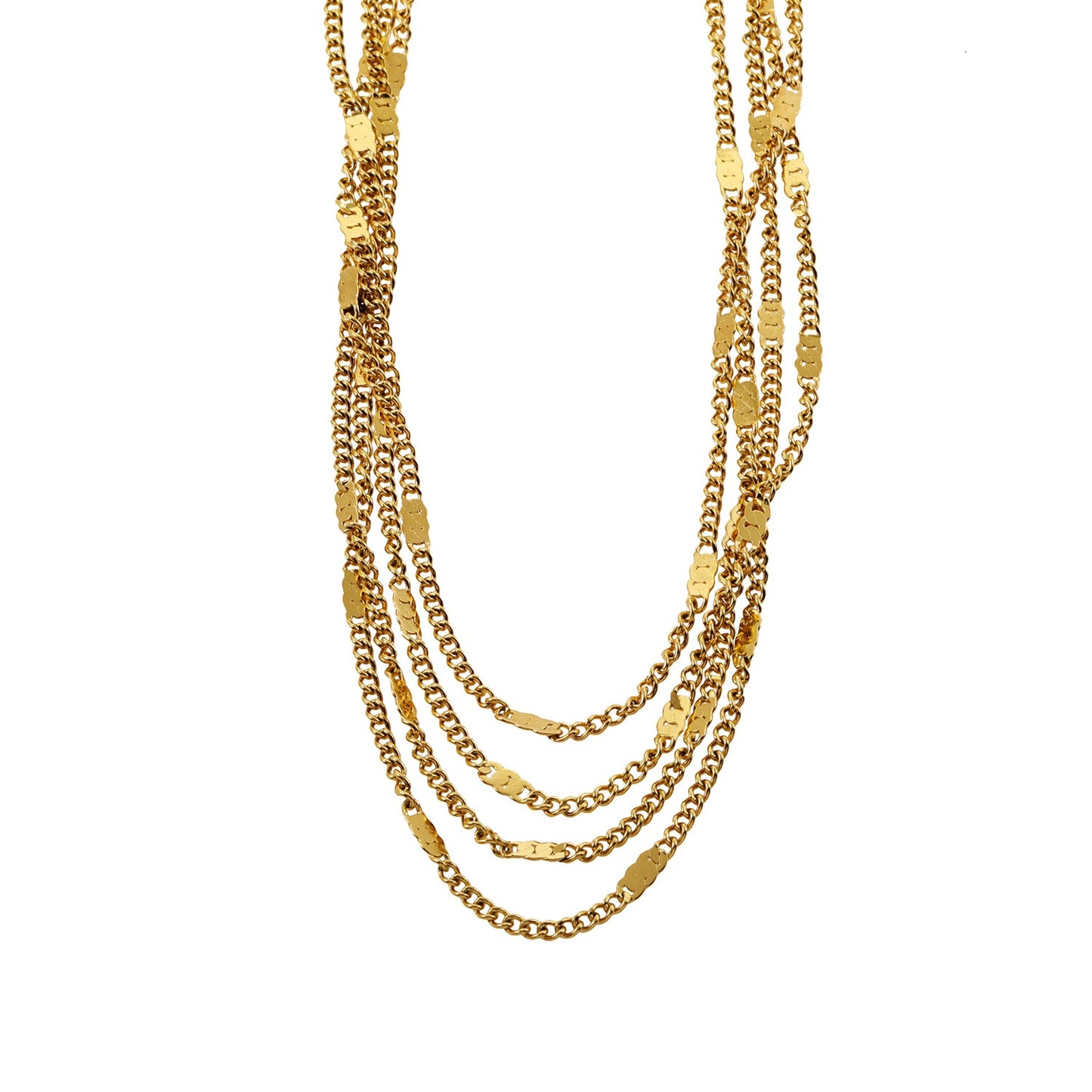 MORIA: Layered Luxe 4-Strand Chain Necklace