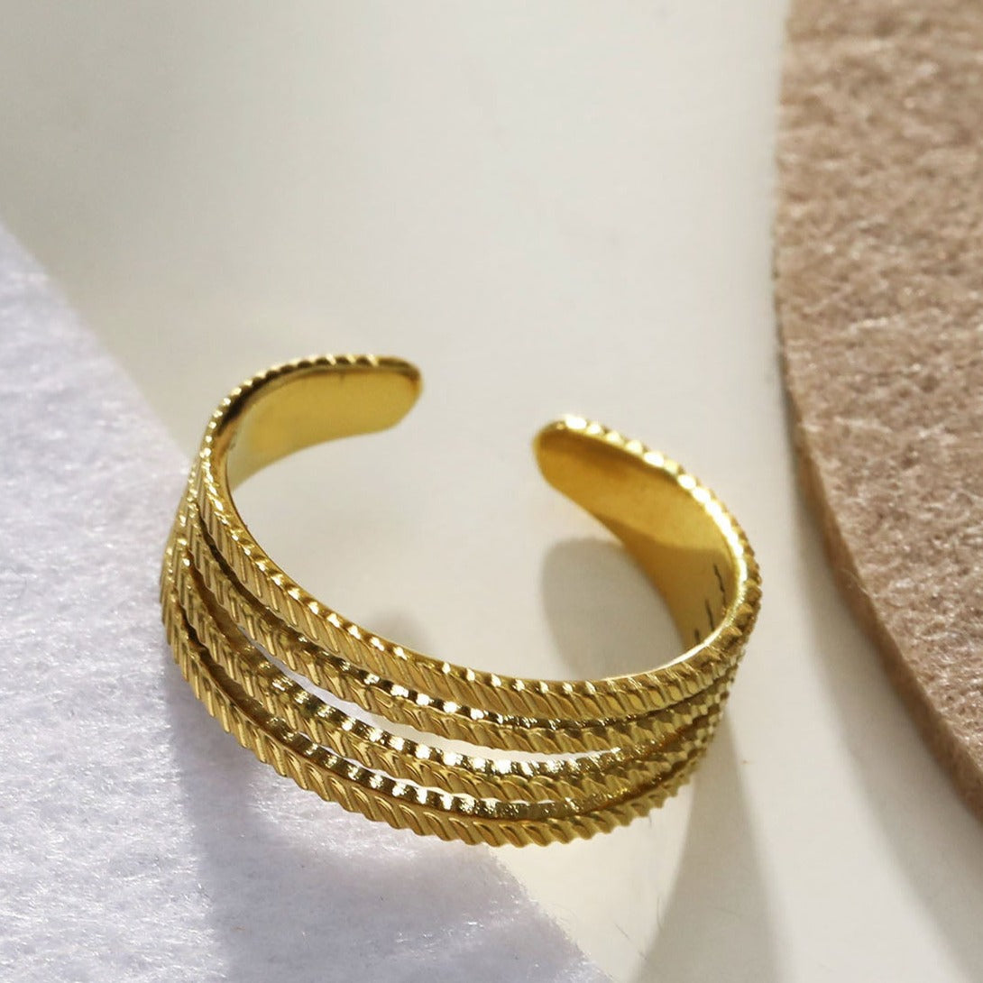 BRYONY: Symmetrical Textured Pre-Stacked Ring