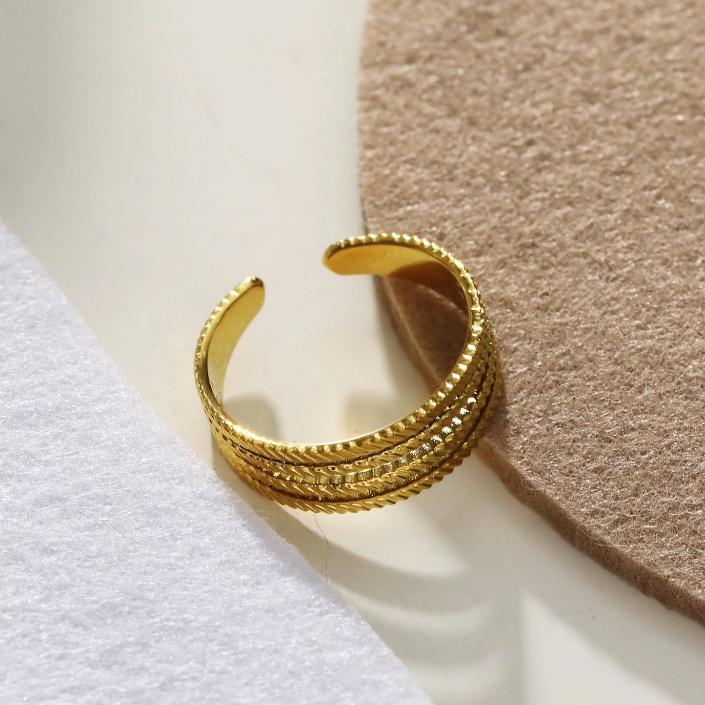 BRYONY: Symmetrical Textured Pre-Stacked Ring
