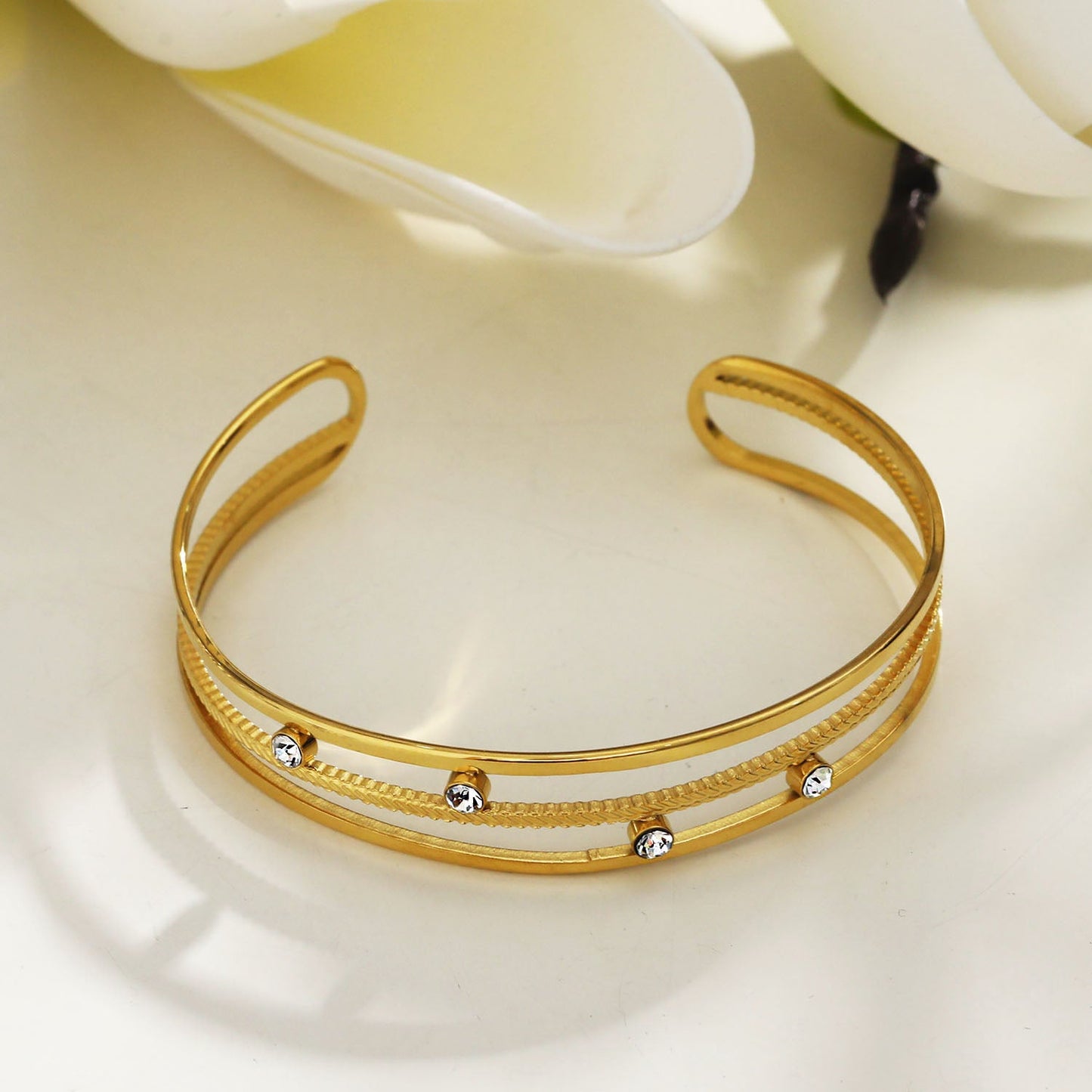 LADARIA 'Trio of Cuffs' Bracelet with Zirconia Highlights
