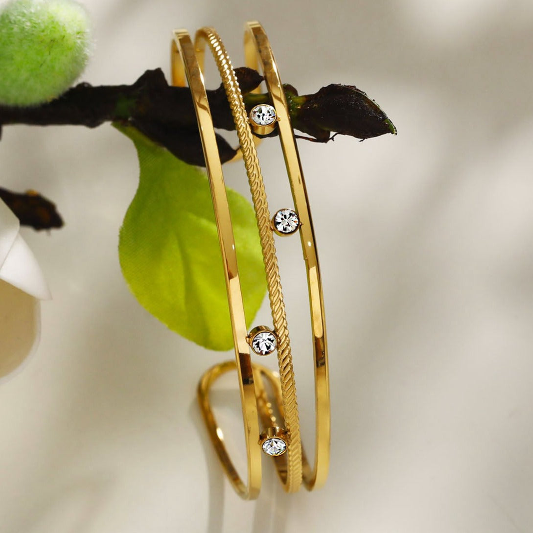 LADARIA 'Trio of Cuffs' Bracelet with Zirconia Highlights