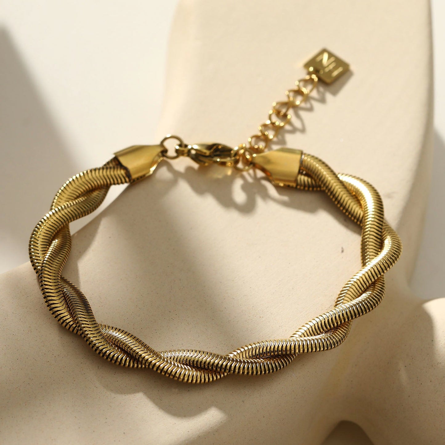 Style GALENA: Criss-Crossed Snake-Skin Duo Chain Bracelet