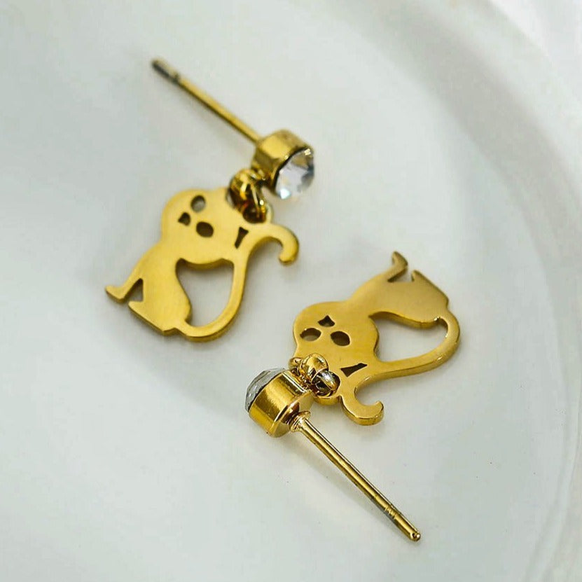 KITTY: Cat Earrings with a Zirconia (CZ) Stone