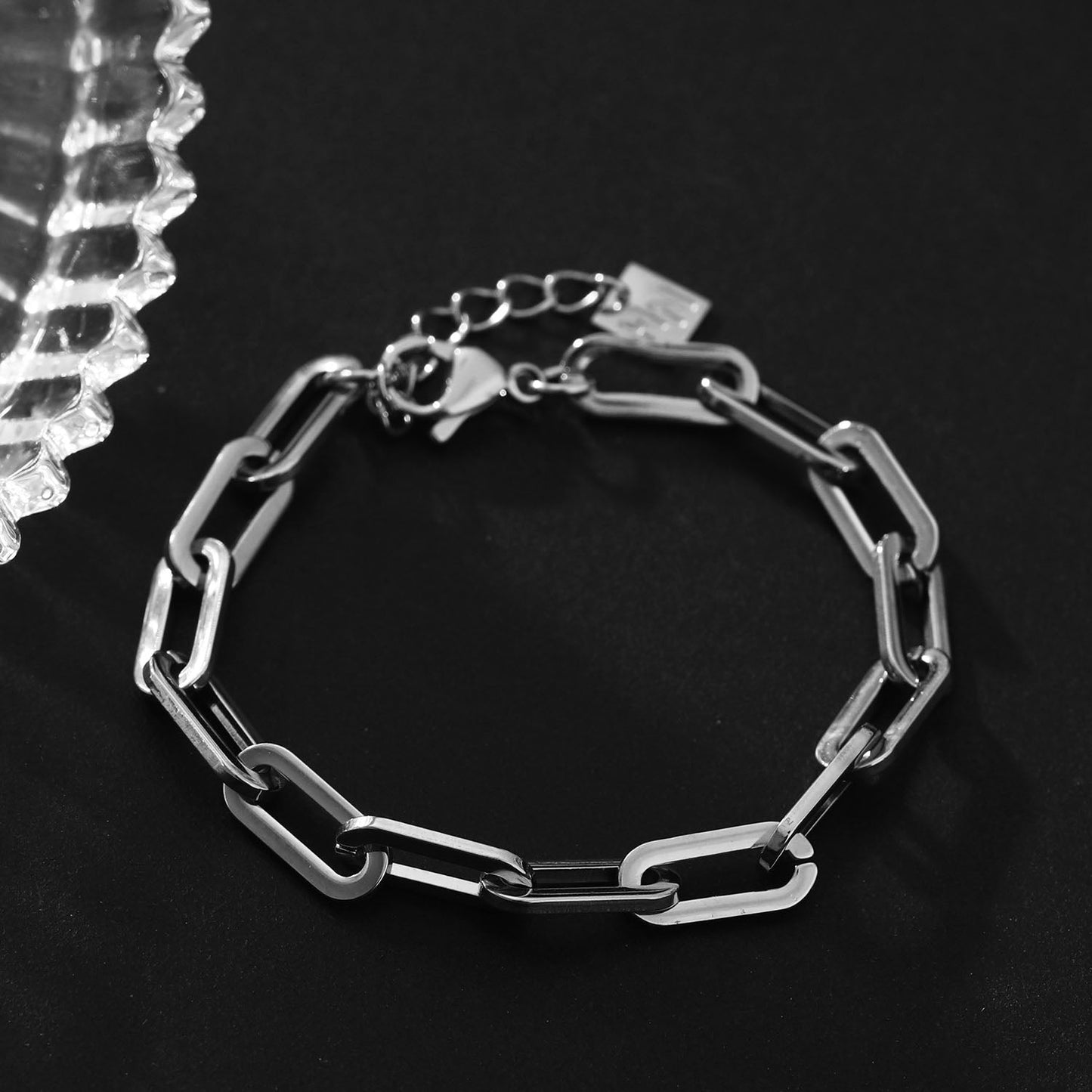 JACKI: Contemporary Paper Clip Silver Bracelet