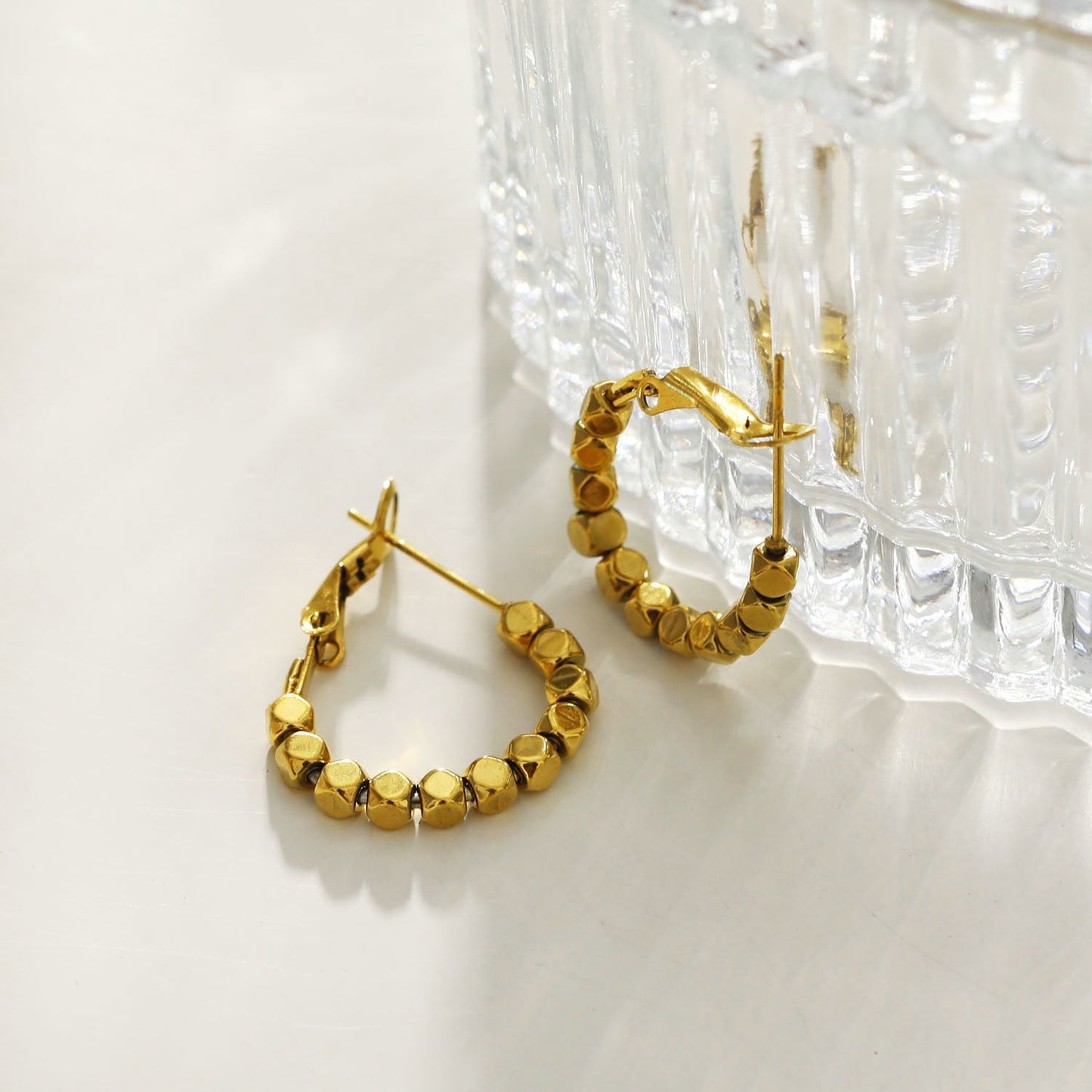ANDALI Square Beads Hoop Gold Earrings