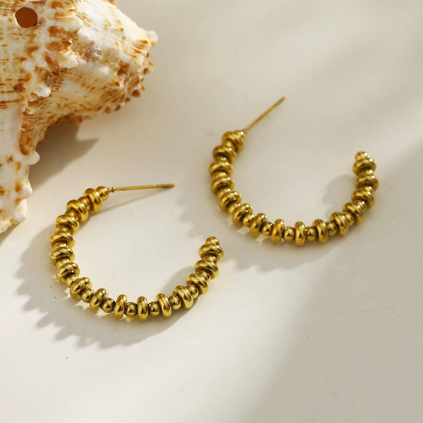 ACCADIA Beaded Hoop Gold Earrings