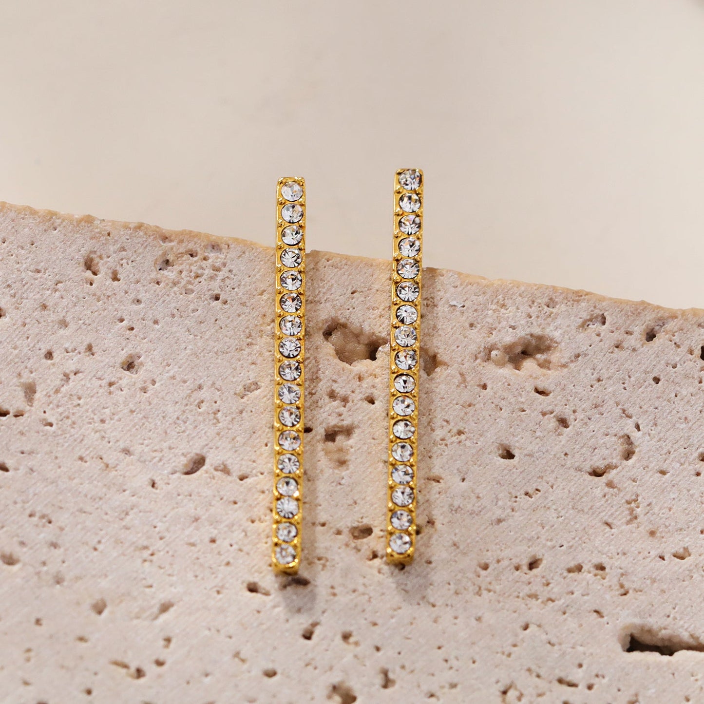 REGINA: Pavé Bar Stud Earrings with Zirconia Gemstones
