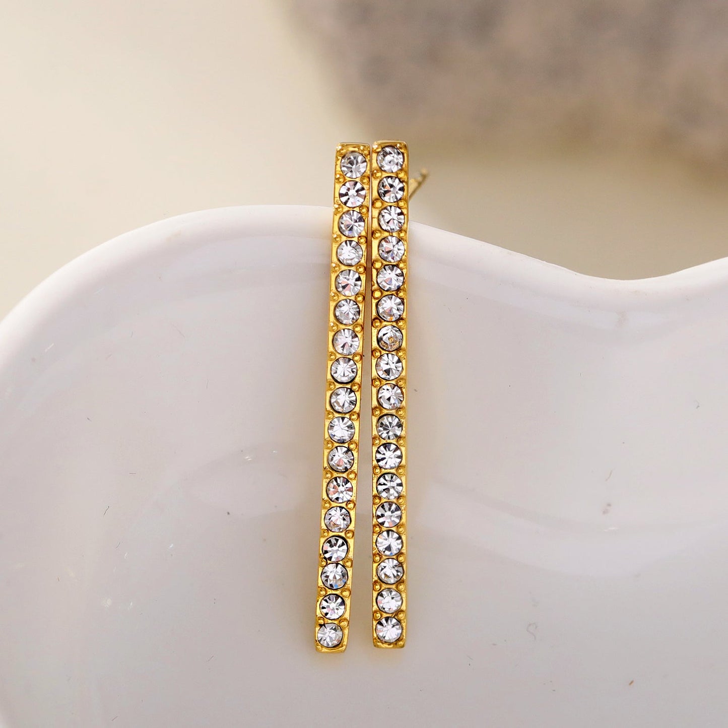 REGINA: Pavé Bar Stud Earrings with Zirconia Gemstones