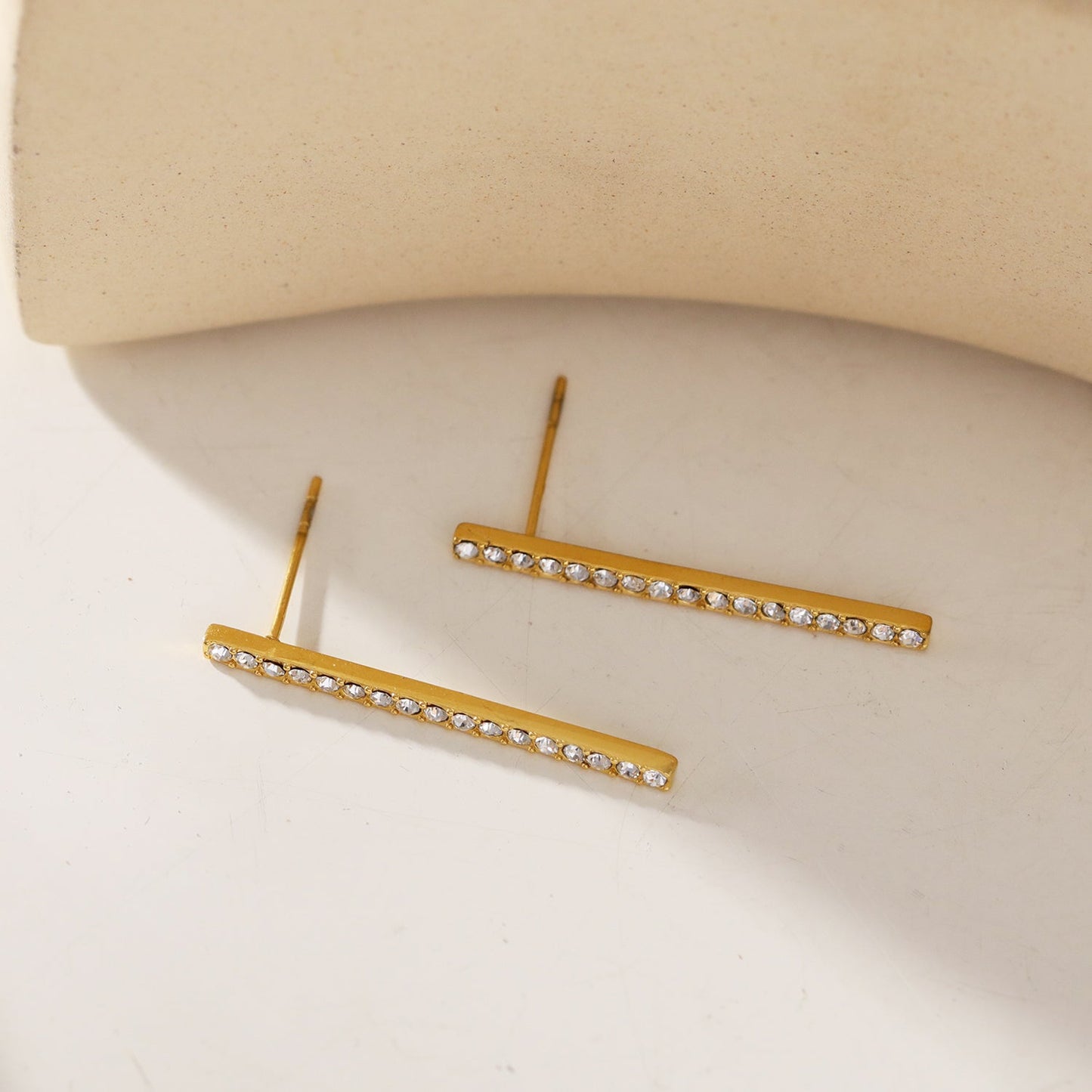 REGINA: Pavé Bar Stud Earrings with Zirconia Gemstones