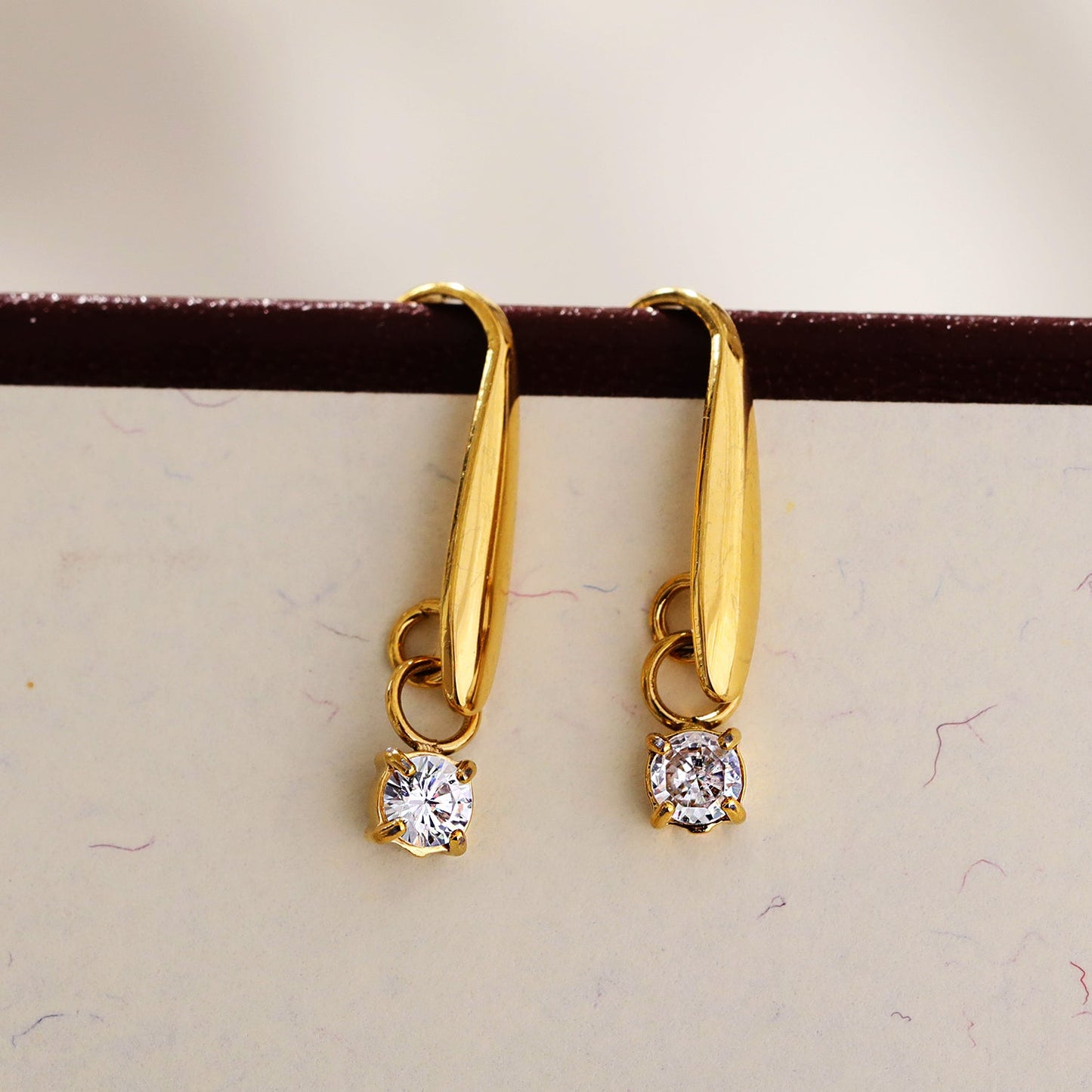 AITANA: Vintage-inspired Tear Drop Earrings with Solitaire Zirconia Gemstone