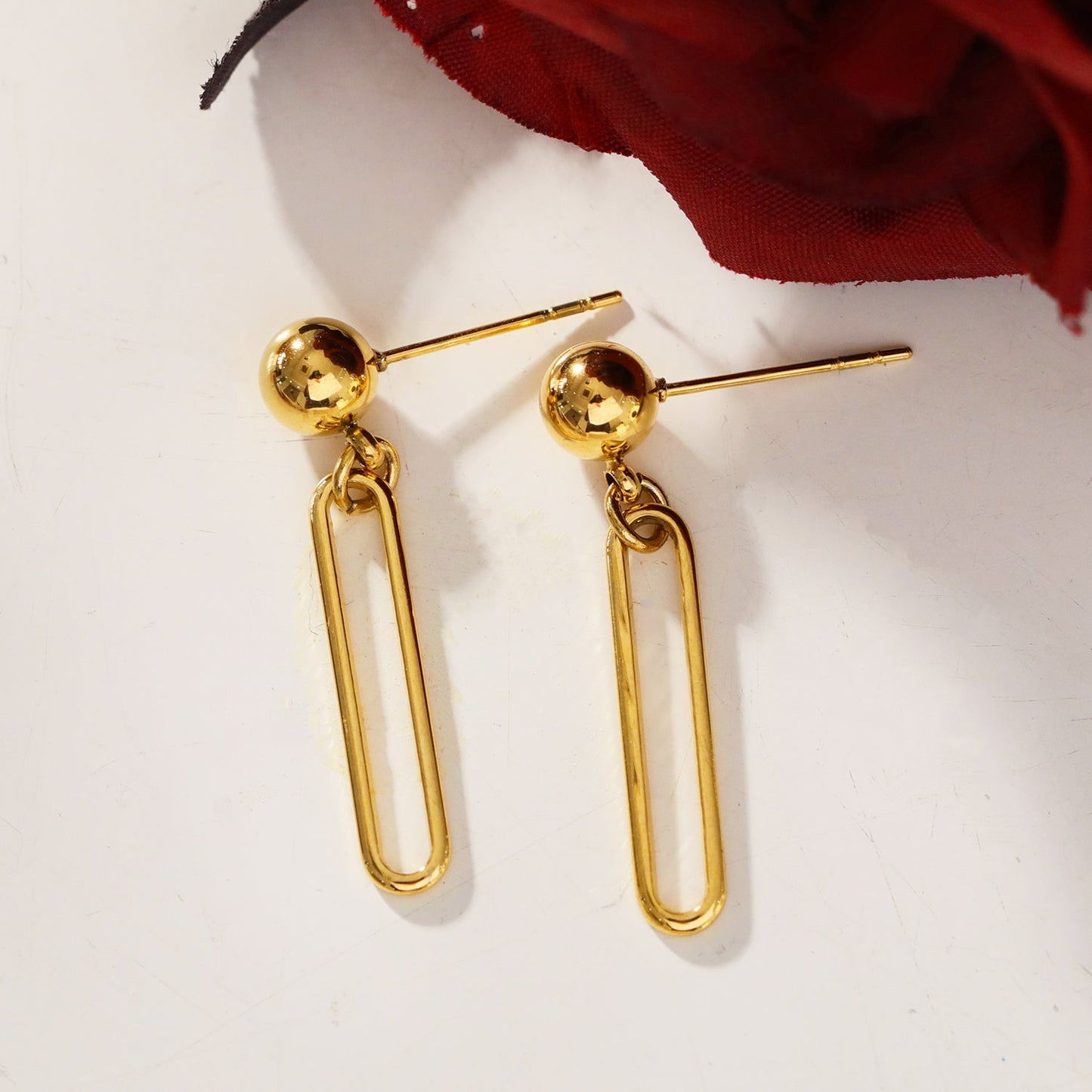 DULCE: Contemporary Paper-Clip & Ball-Bead Earrings