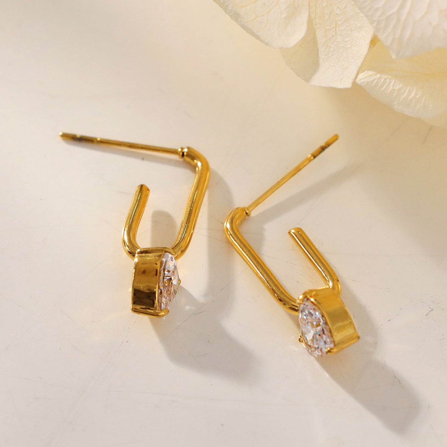 ARETE: Timeless Romance - Heart Gemstone Paper-Clip Earrings