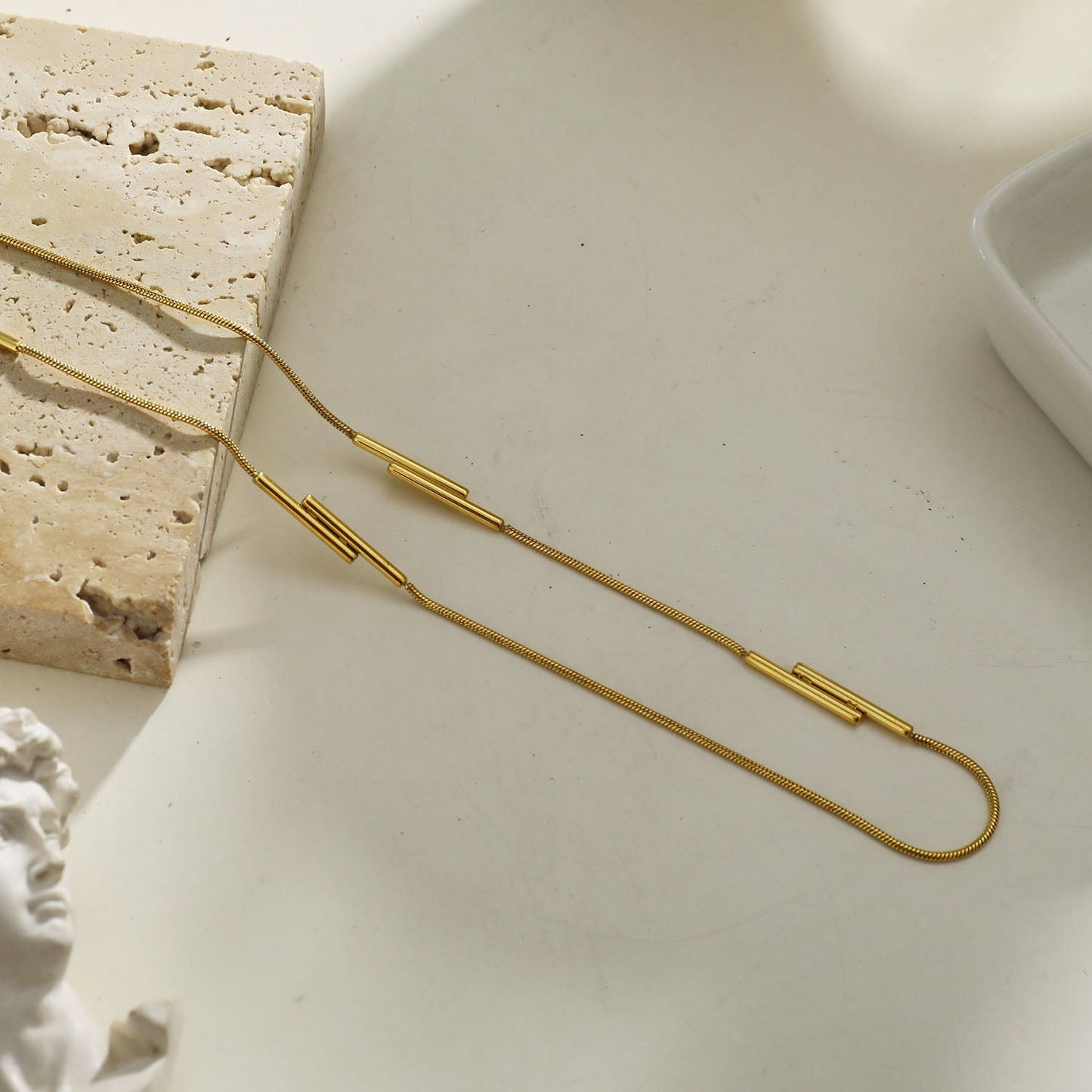 PEDRINA Duo Stick Detail Gold Chain Necklace