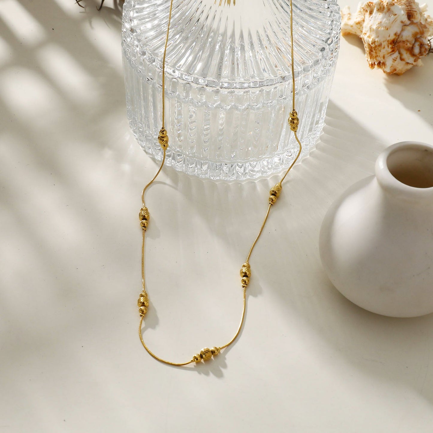 PAULINA Delicate Beaded Chain Necklace