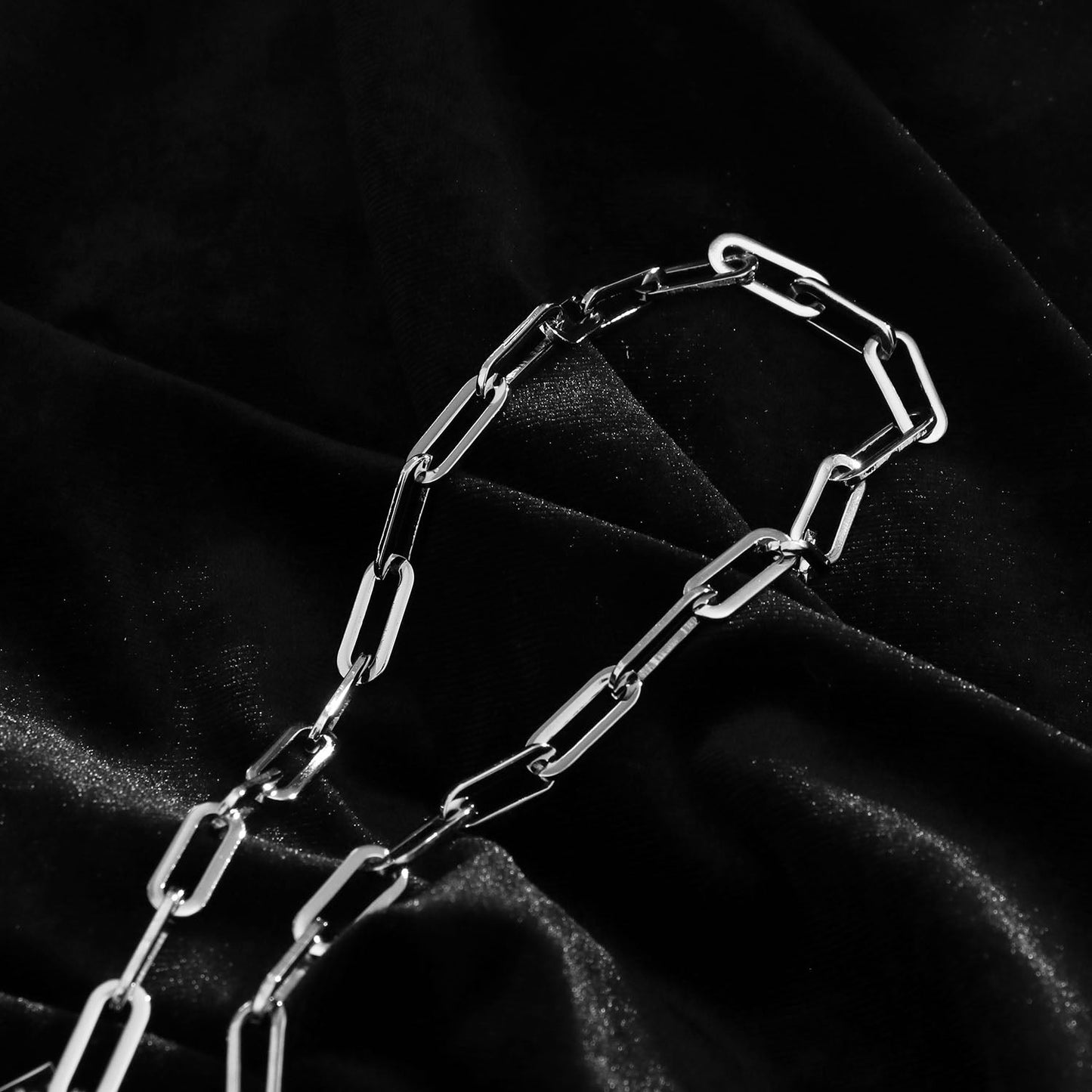 JACINTA Contemporary Paper Clip Silver Chain Necklace