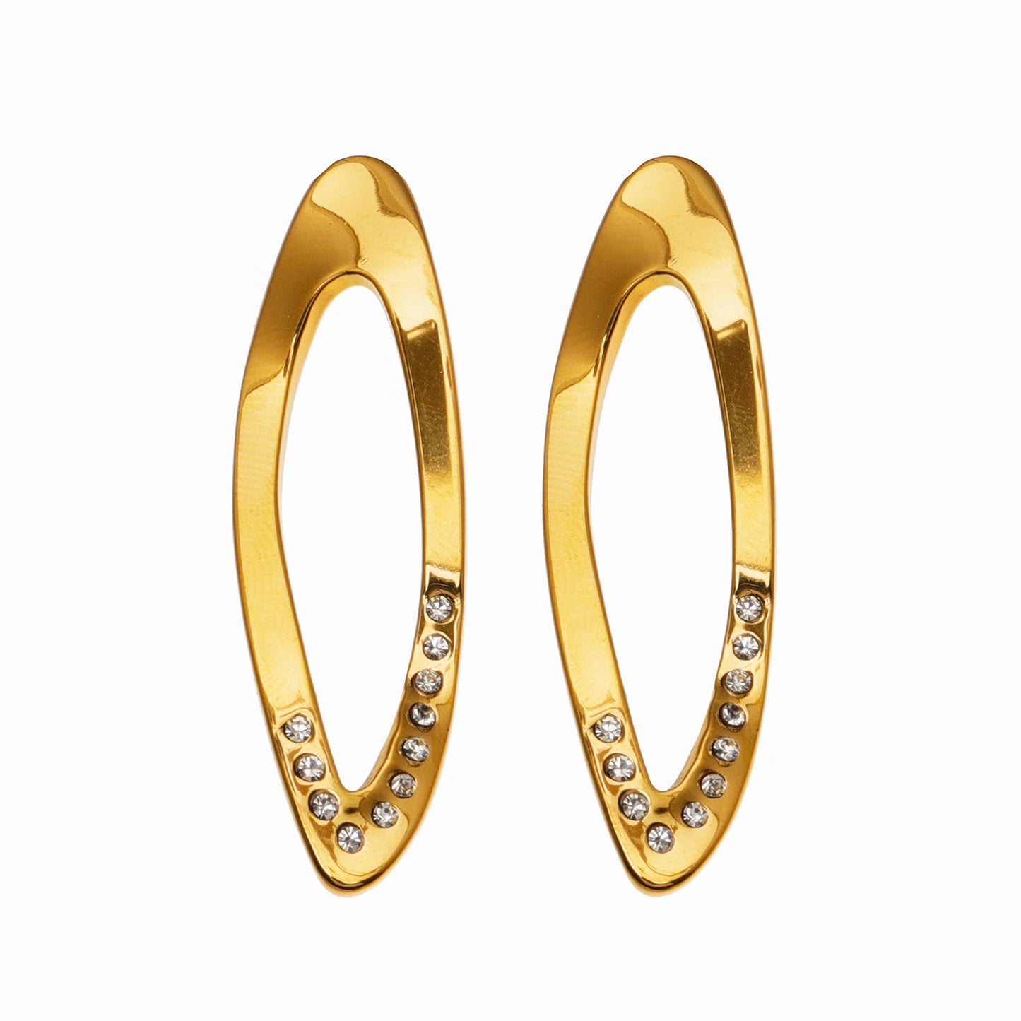 ESSABEL: Zirconia Embedded Sculpted Hoop Earrings