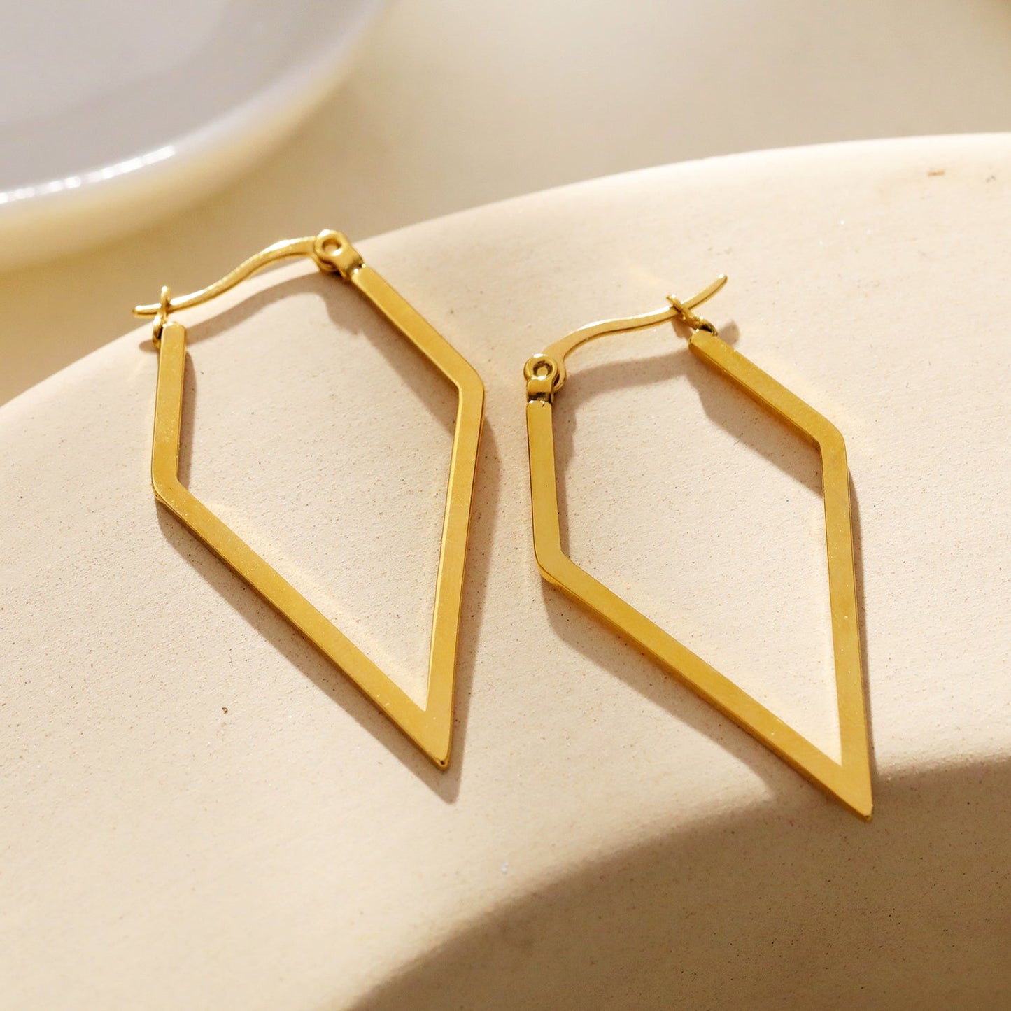 BRONTE: Diamond Shaped Sleek Contemporary Hoop Earrings