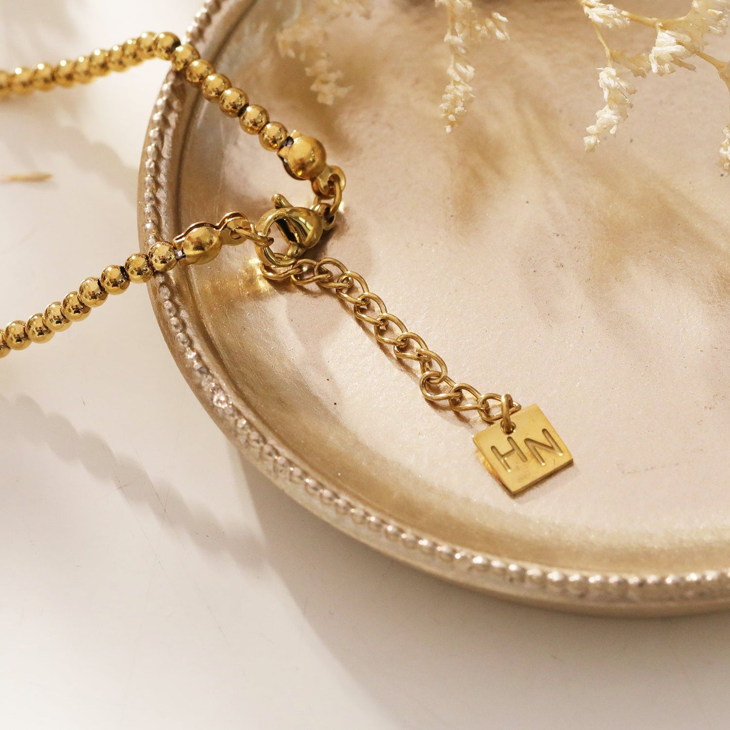 ELISA: Fresh Water Pearls & Gold Beaded Chain Necklace