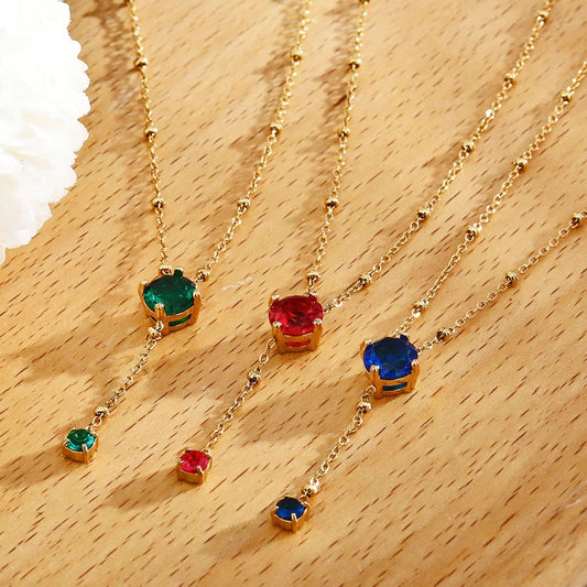 IZZY Crystal Pendant & Charm Gold Necklace