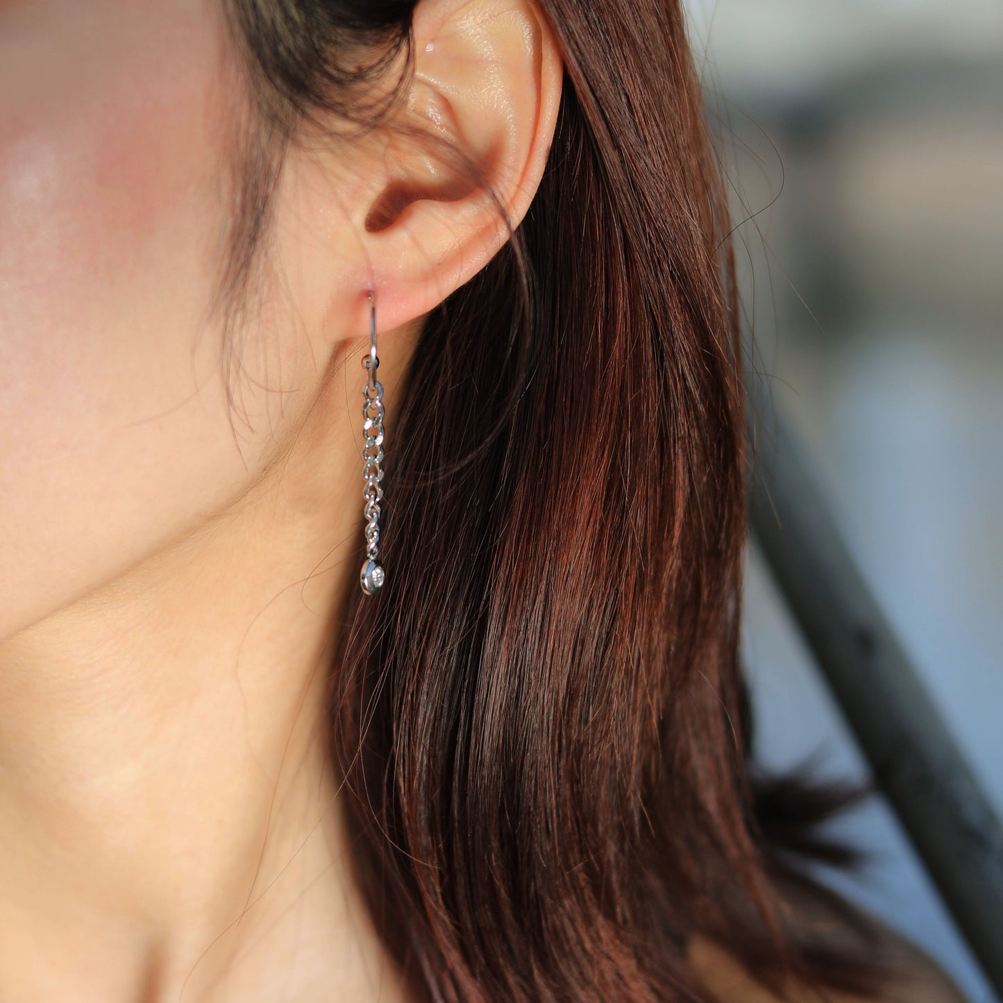 MIYA: Zirconia Link Chain Drop Earrings