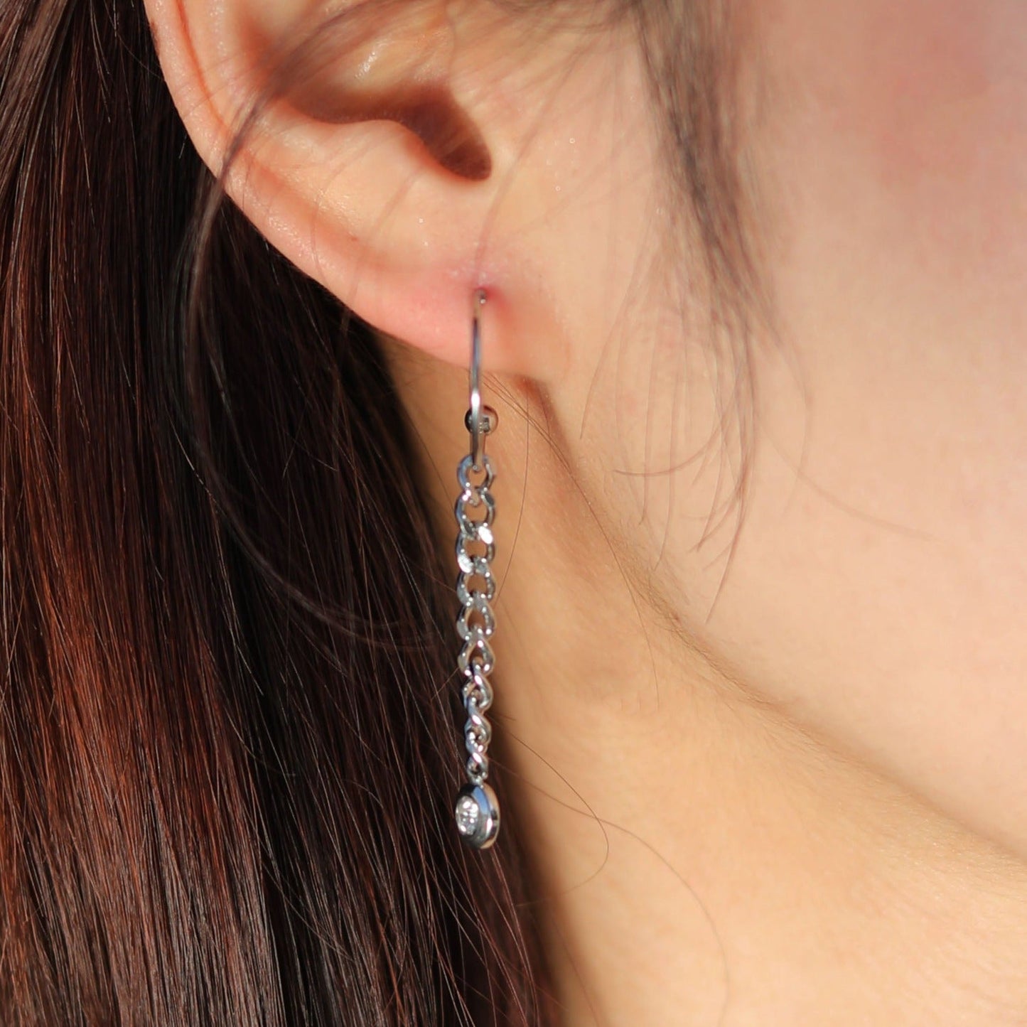 MIYA: Zirconia Link Chain Drop Earrings