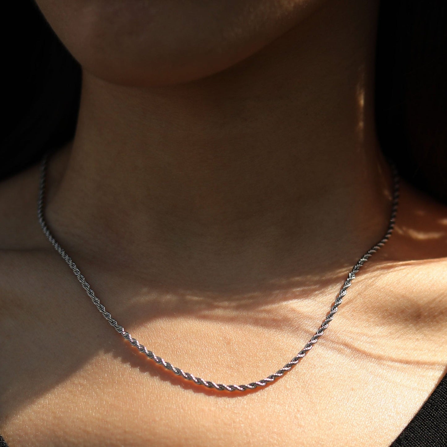 KIRA: Rope Chain Silver Necklace 28 Inches