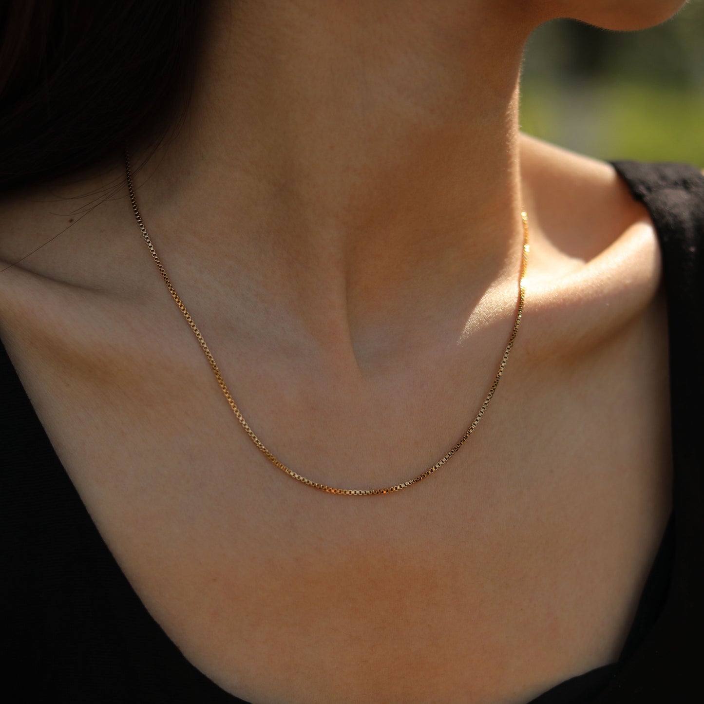 INGA: Mini-Box Chain Necklace in Gold