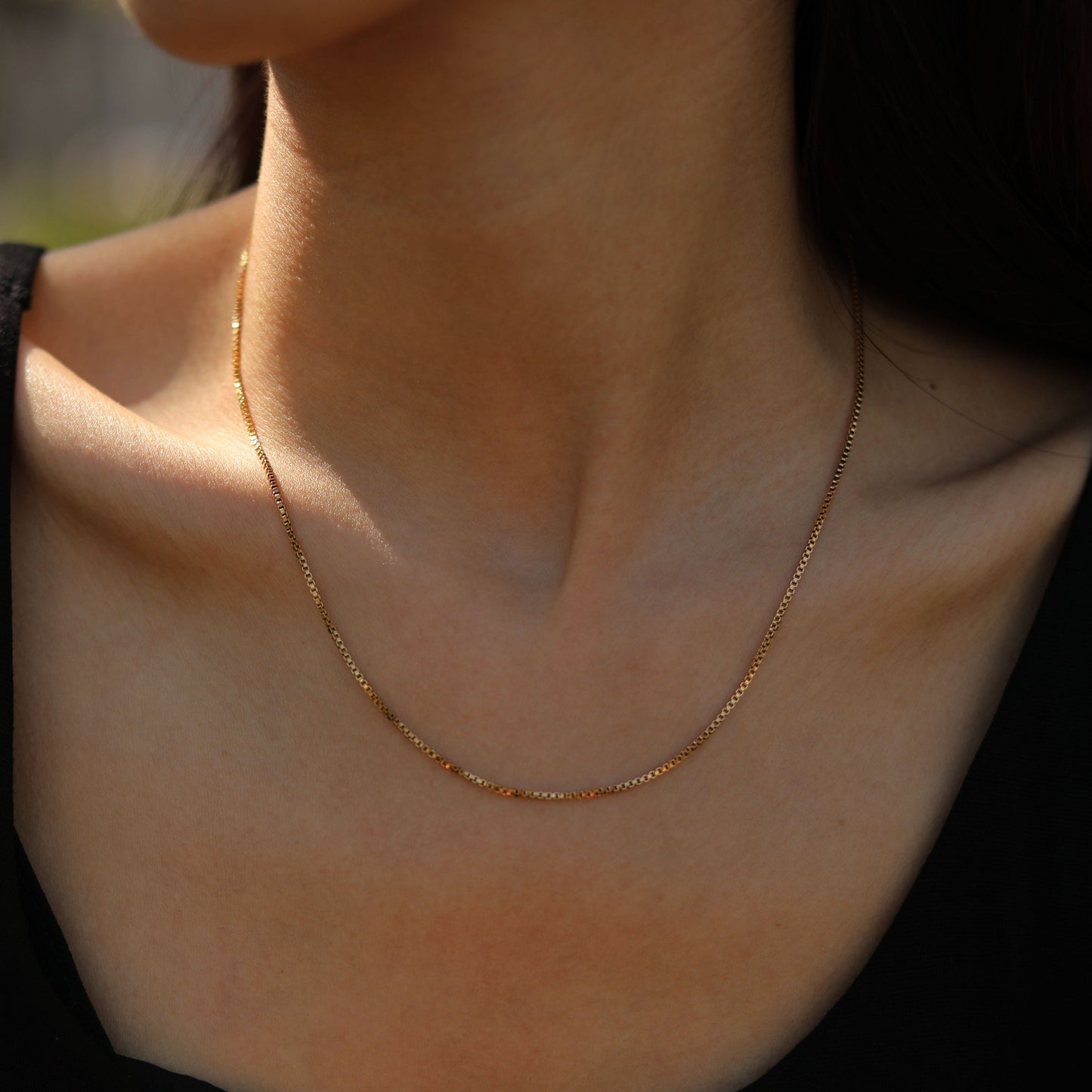 INGA: Mini-Box Chain Necklace in Gold