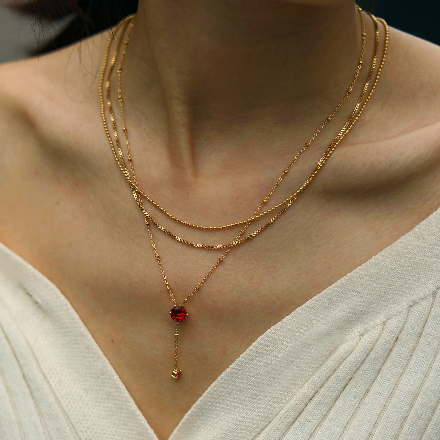 IZZY Crystal Pendant & Charm Gold Necklace