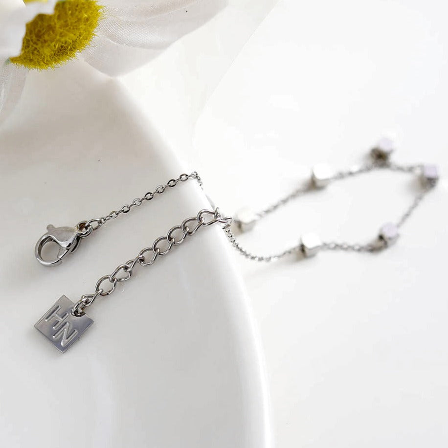 DARBY: Square Bead Silver Bracelet
