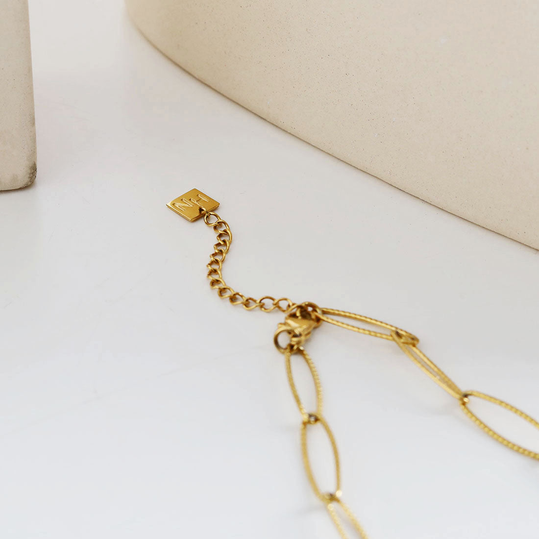 EMMA Retro LOVE Scripted Pendant on a Contemporary Chain Linked Necklace