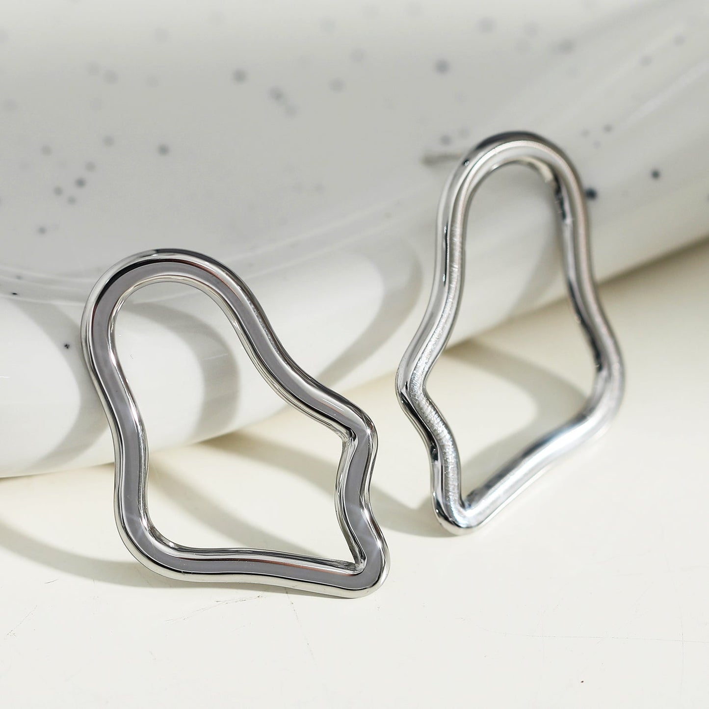 MARTINA Irregular Shaped Hoop Earrings in Silver