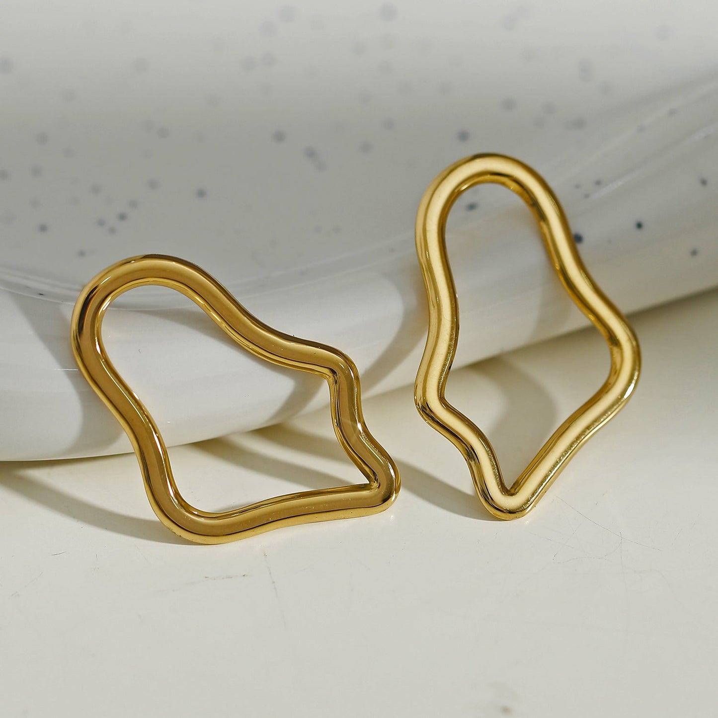MARTINA Irregular Shaped Hoop Earrings in Gold