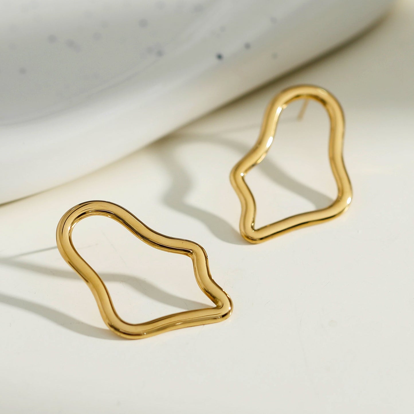 MARTINA Irregular Shaped Hoop Earrings in Gold